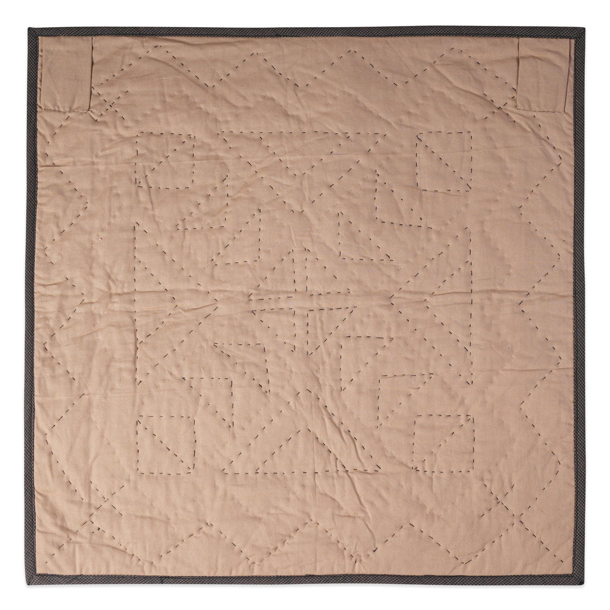 Hand made Hand quilted Wall hanging Quilt,Table Topper 19"x19" Primitive flying geese Black beige plaid by Home Heart brands (Made in India)