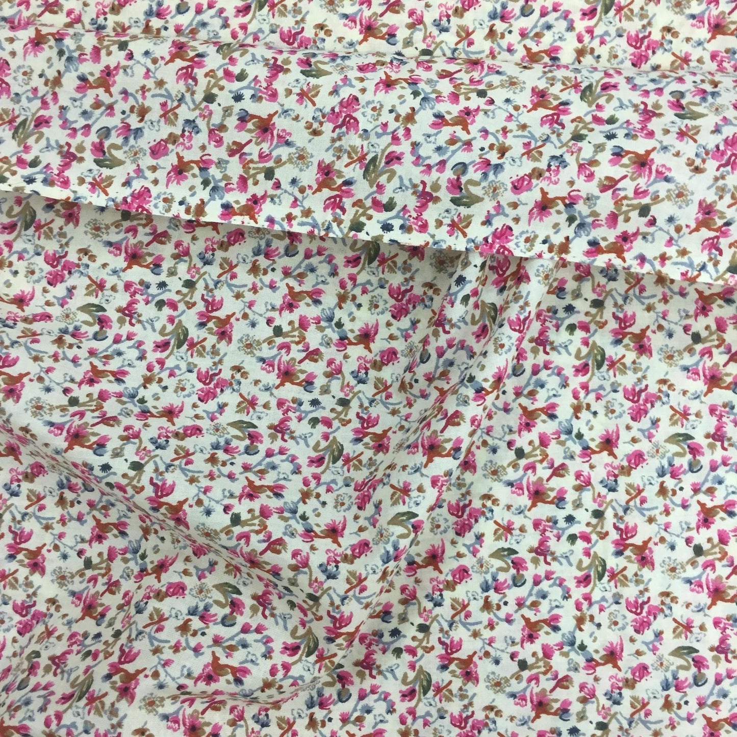 Fabric Soft Cotton Cambric Floral Print Fabric – Beige| Pink | Medium Weight | Quilting & Dress Material by HOME HEART Brands(Made in India)
