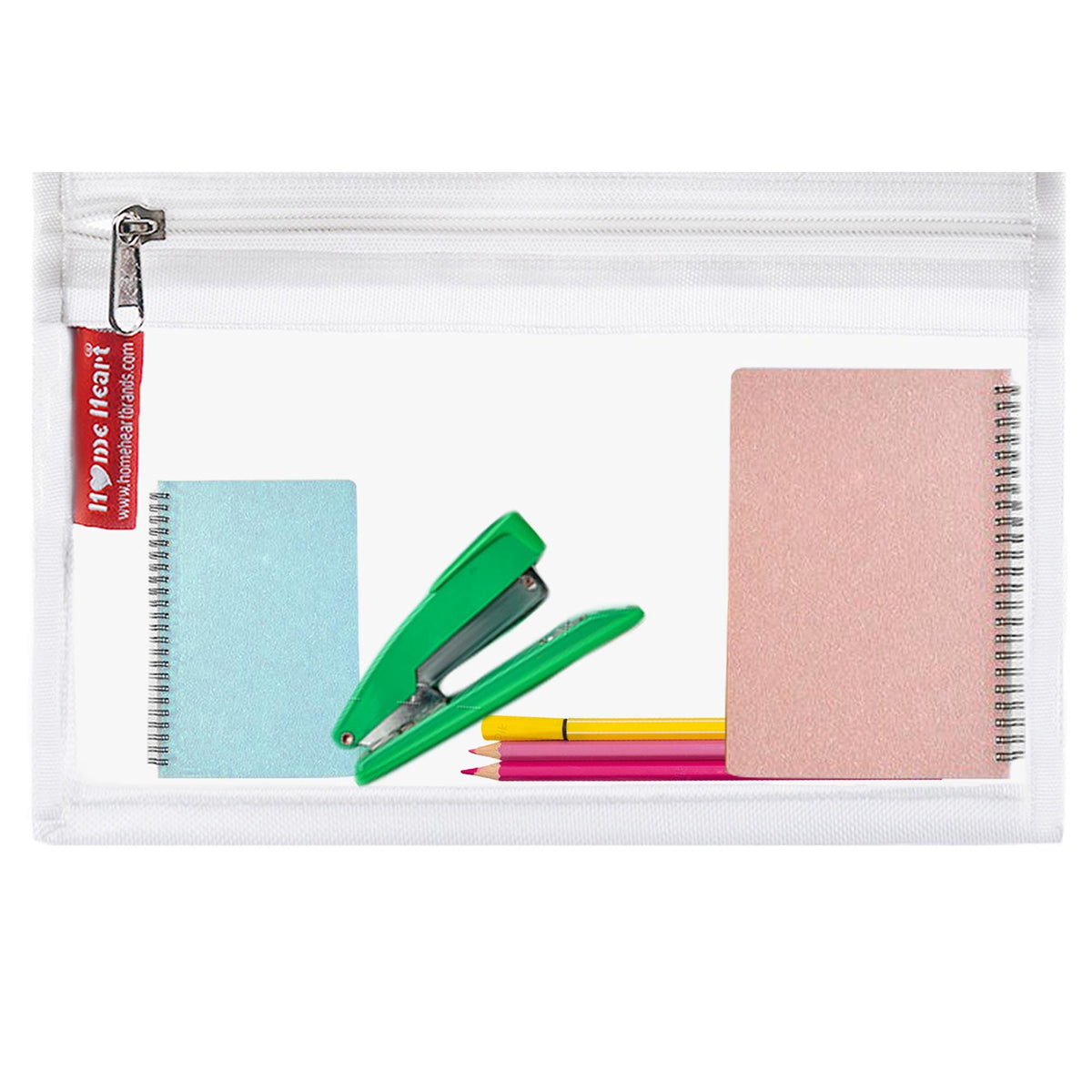 HOME HEART Brands multi-Purpose Water Resistant Clear Pvc Organizer Bag Pouch with #5 YKK Zipper Closure medium Size 7"x12"(Made in India)