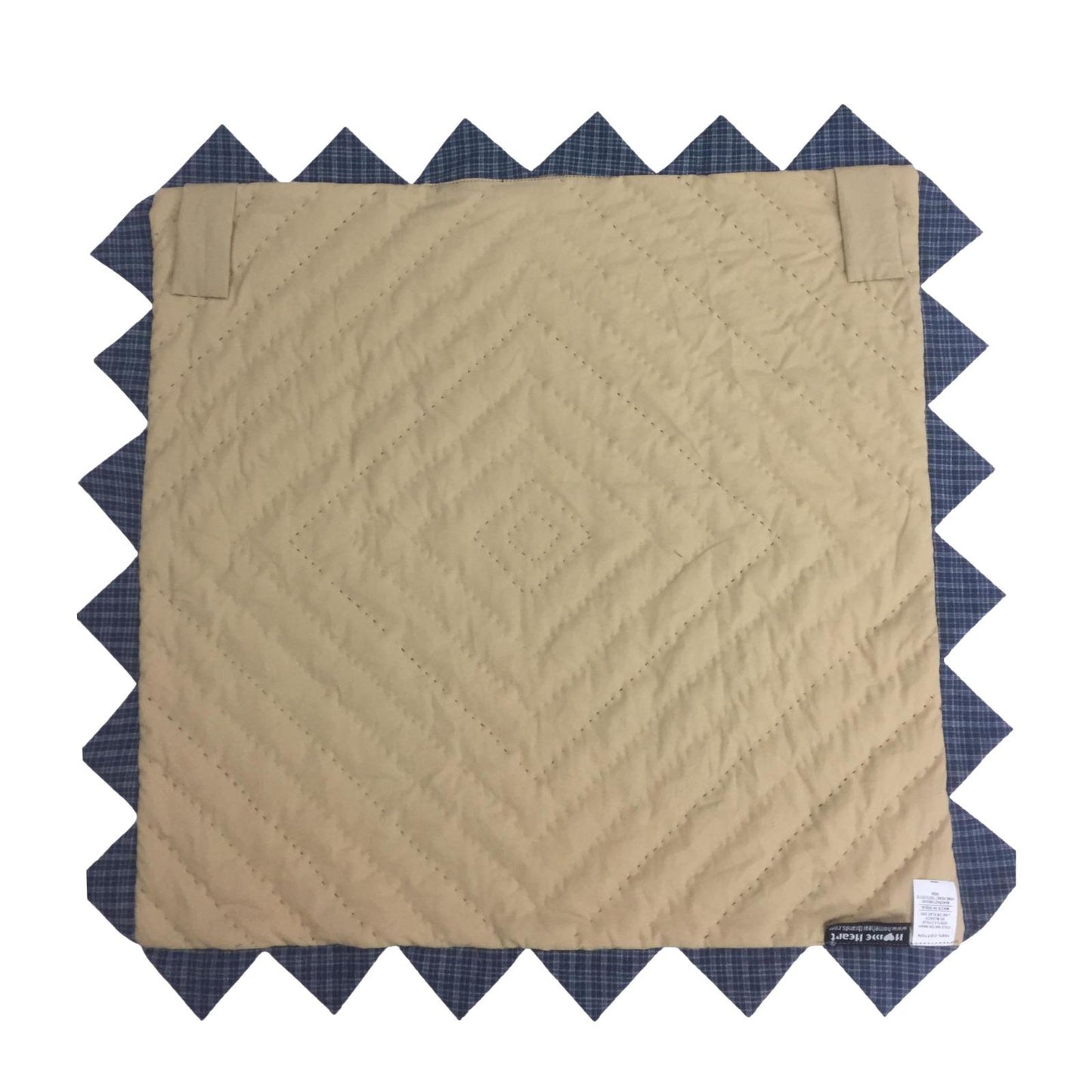 Hand made Hand quilted Block Quilt, Table Topper, Throw quilt cornflower cotton square zig zag quilt by Home Heart brands (Made in India)