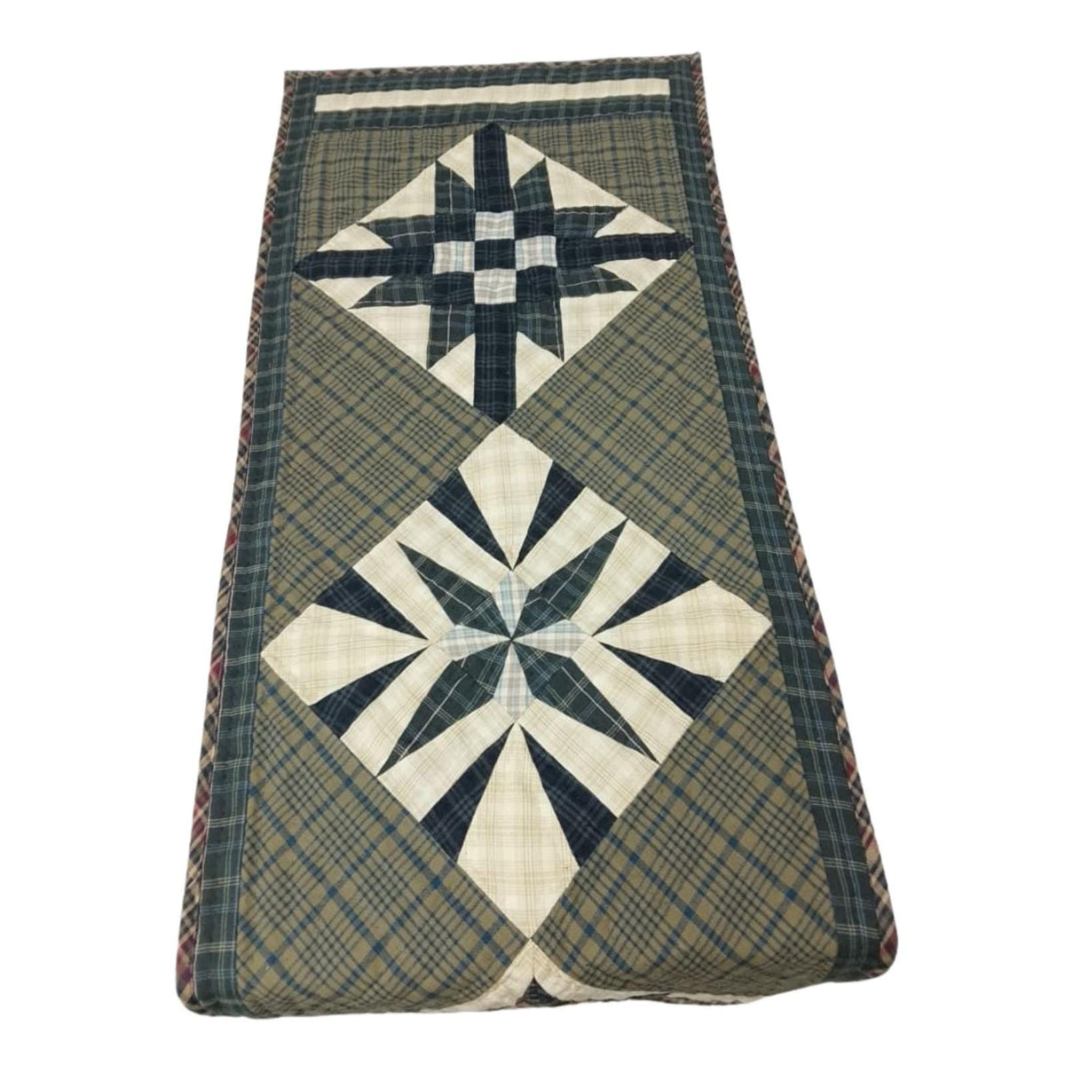 Table runner hand quilted, Table Toppers Star of Star plaid Patchwork Table runner Country Style by HOME HEART Brands(made in INDIA)