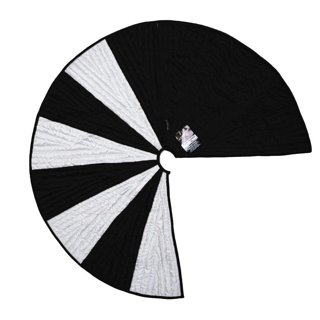 Christmas tree skirt black & white faux silk Holiday Pinwheel Patchwork and intricate quilting thick tree skirt by HOME HEART Brands