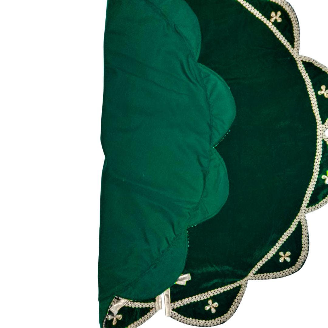 Christmas Tree Skirt Velvet Starburst Skirt handcrafted green Velvet, stone work double Layer by HOME HEART Brands(Made in India)