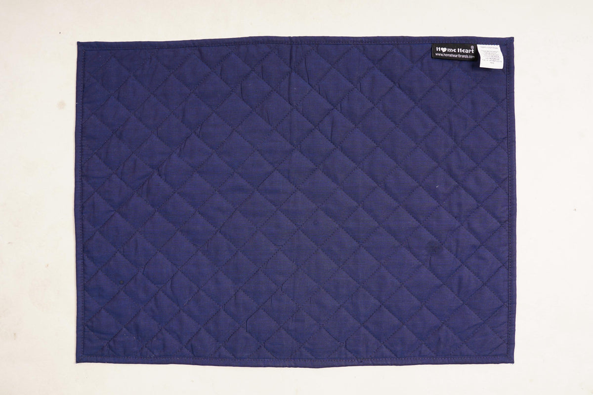 Quilted placemat table mat Navy blue 100% cotton chambray 14"X19" by HOME HEART Brands (made in INDIA)