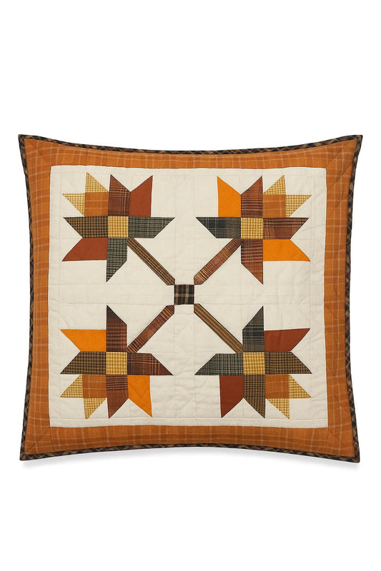 Hand made hand Quilted Autumn leaves patchwork pillow cover, cushion cover, pillow Calico fabric by HOME HEART Brands(made in India)