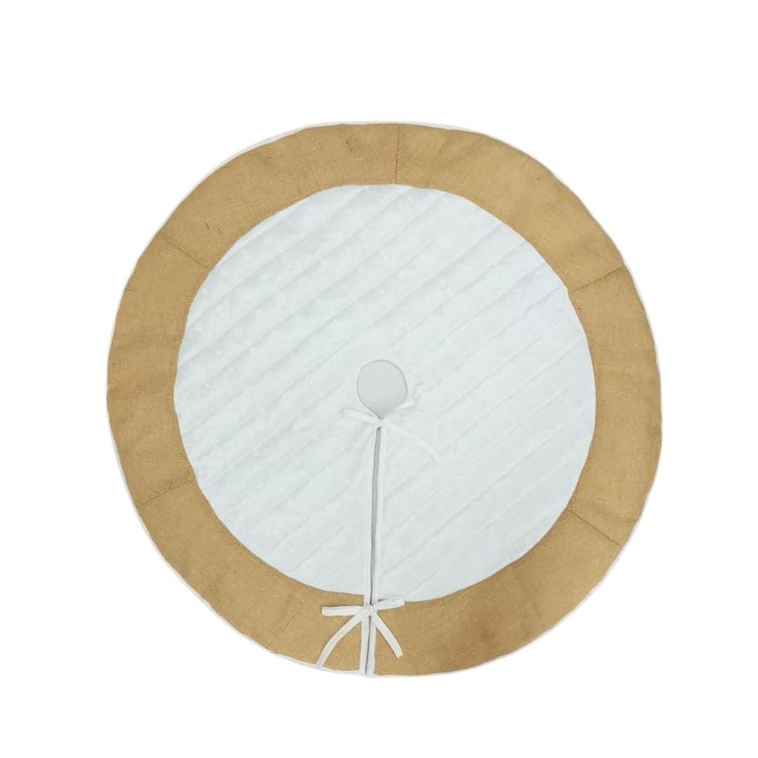 Christmas tree skirt quilted classic ivory dupioni silk with lurex jute border thick Double Layer by Home Heart Brands(Made in India)
