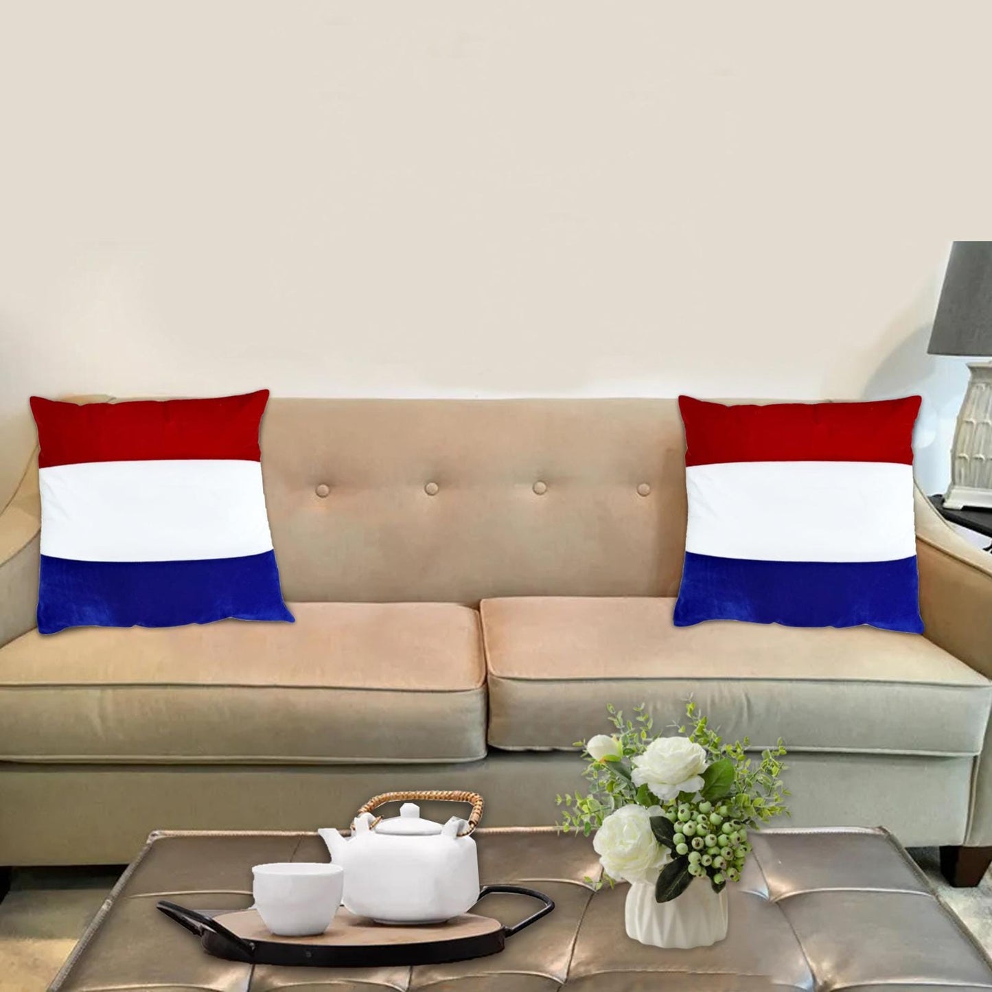 Velvet Netherlands Flag pillow cover, cushion cover, pillow not included red white blue velvet fabric by HOME HEART Brands(made in India)