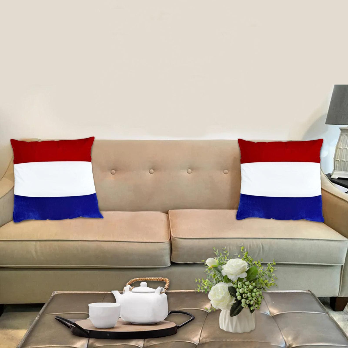 Velvet Netherlands Flag pillow cover, cushion cover, pillow not included red white blue velvet fabric by HOME HEART Brands(made in India)