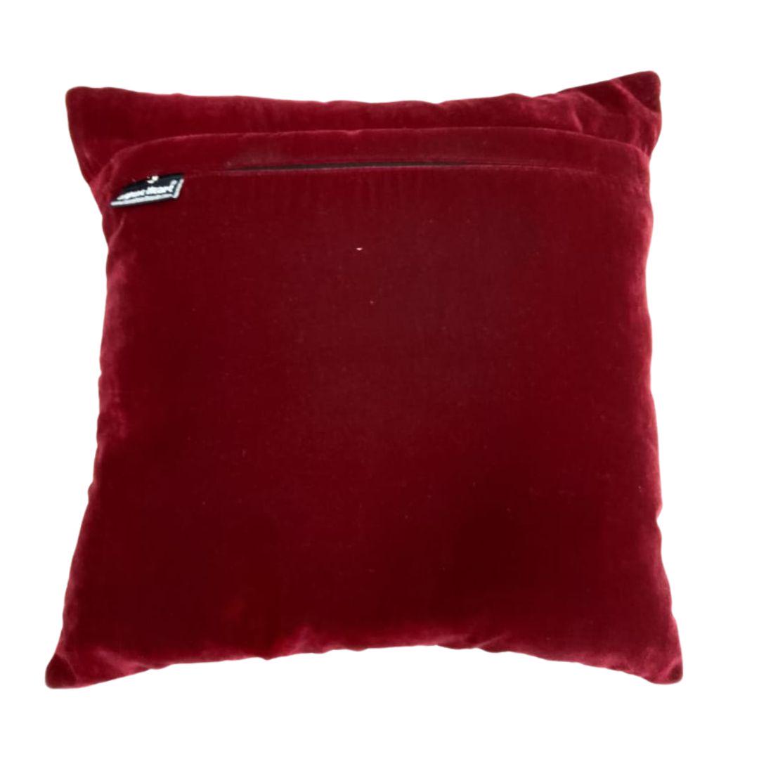 Velvet red diamond squarepatchwork pillow cover, cushion cover pillow not included micro velvet fabric by HOME HEART Brands(made in India)