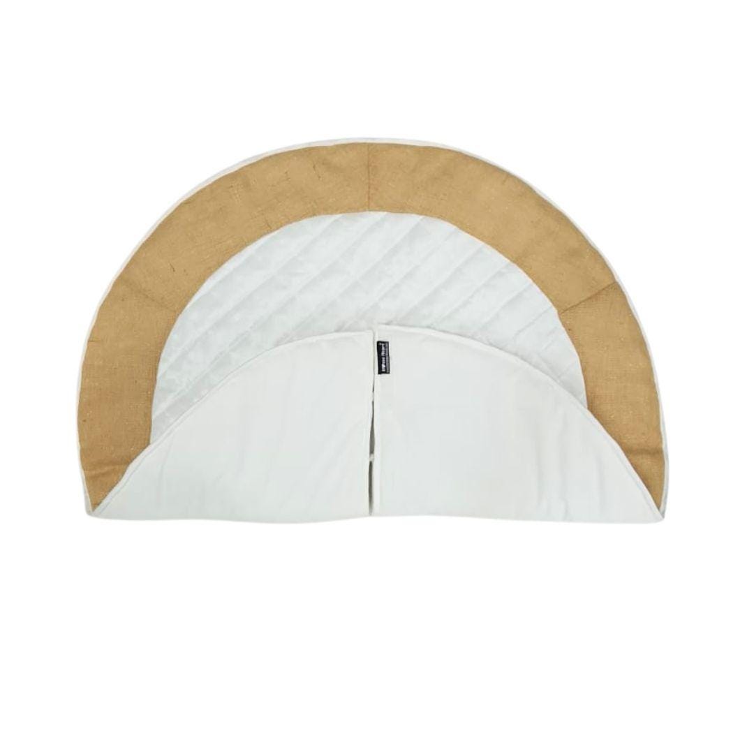 Christmas tree skirt quilted classic ivory dupioni silk with lurex jute border thick Double Layer by Home Heart Brands(Made in India)