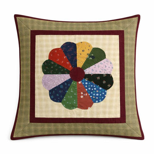Hand made hand quilted patchwork pillow cover, cushion cover, throw pillow calico Dresden Plate Cushion by HOME HEART Brands(made in India)