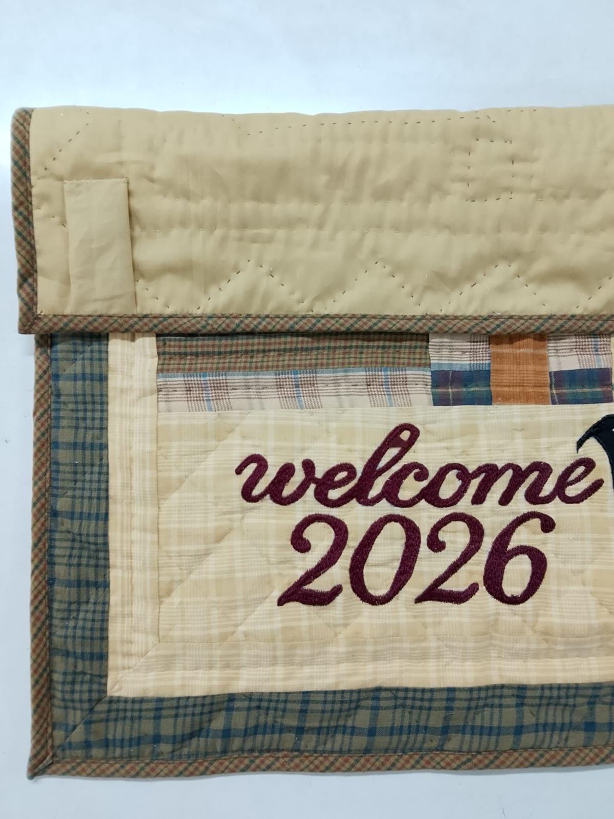 Hand quilted Personalized Welcome 2026 Country Patchwork Wall Hanging, Throw Quilt, Table Topper by Home Heart brands (Made in India)