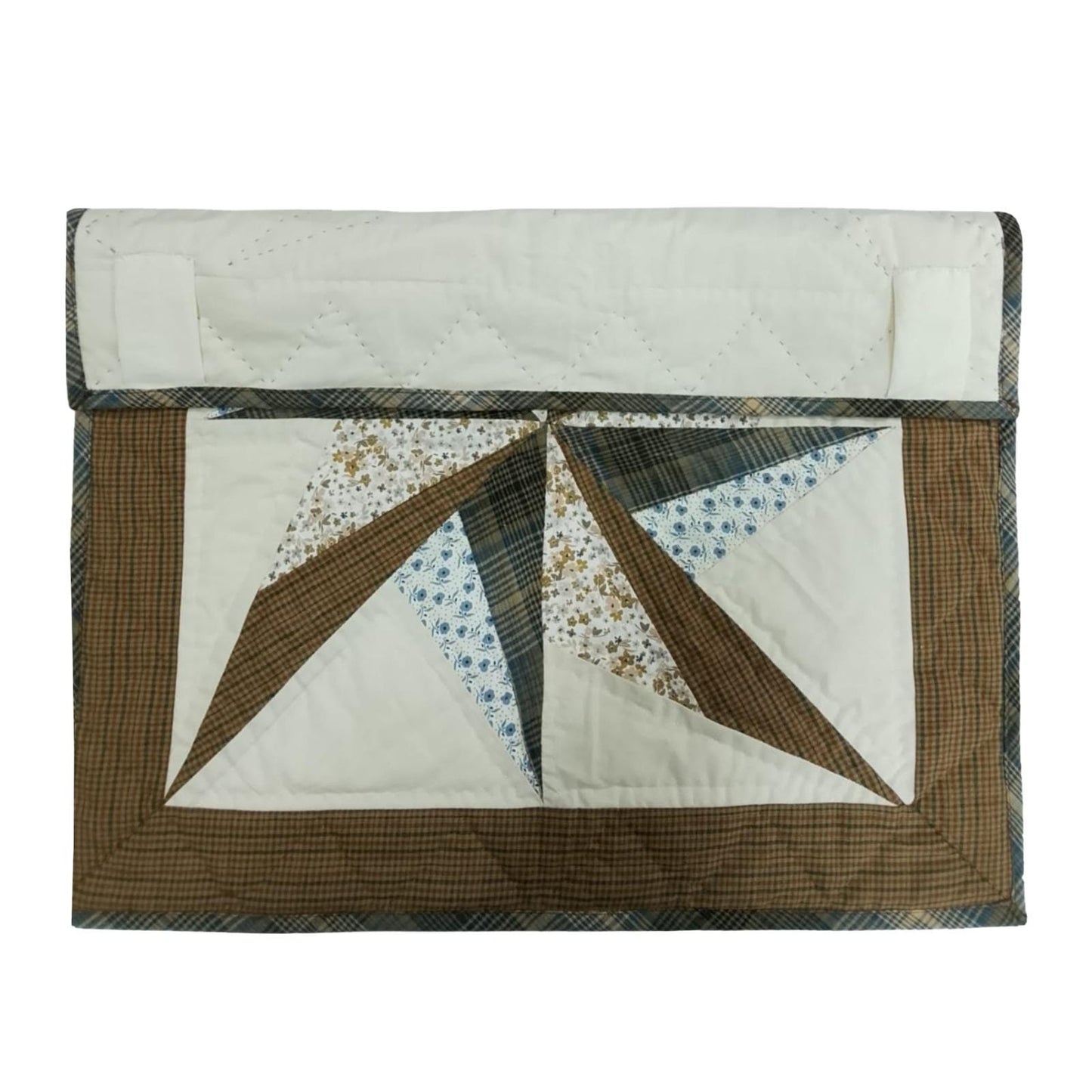 Table topper ,Wall hanging hand quilted quilt Patchwork | Country Farmhouse Quilt Decor | Primitive spinning star Cotton calico plaid Quilt