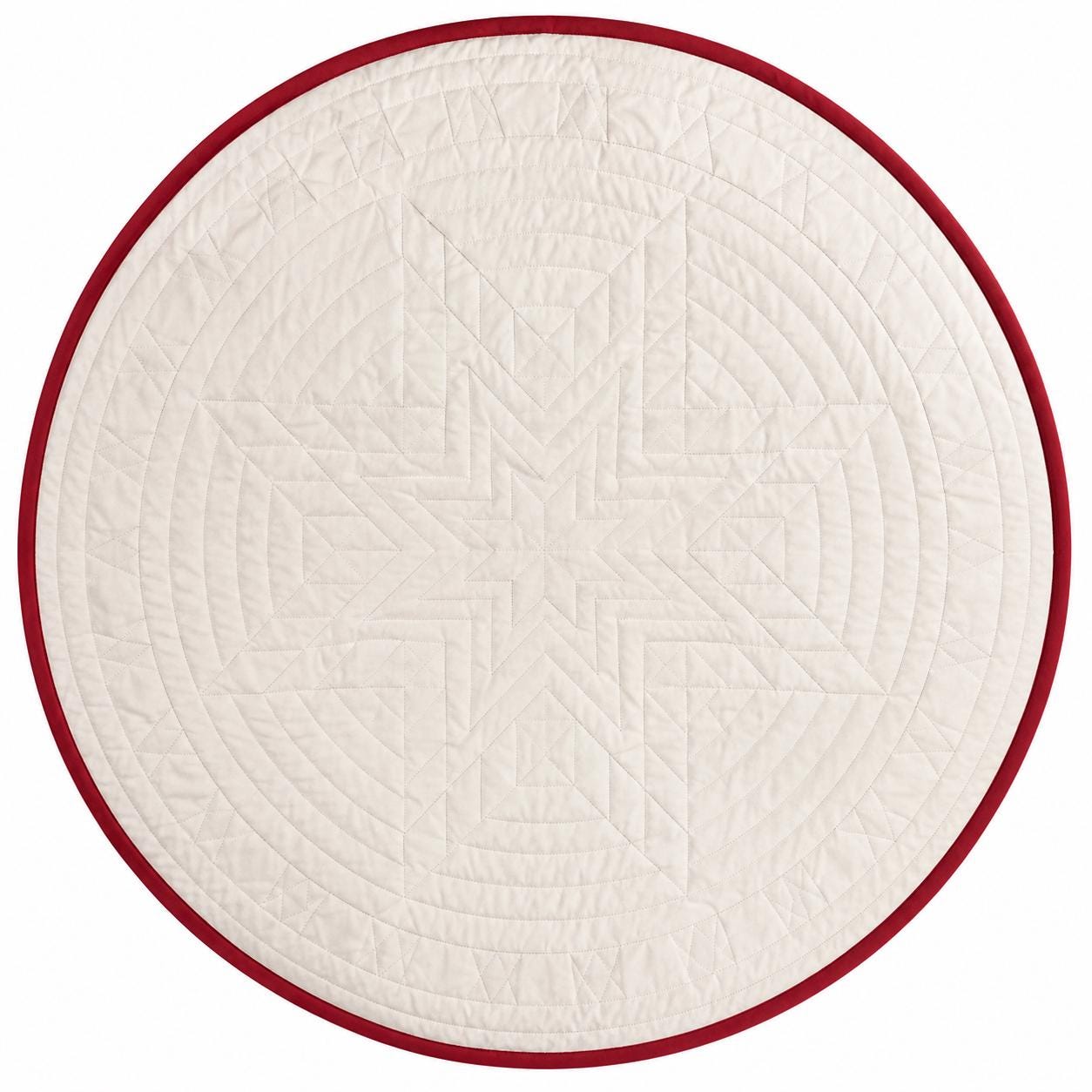 Handmade Hand Quilted Feathered Star Round Table Topper Patchwork Plaid Quilt | Country Farmhouse Decor | Home Heart Brands | Made in India