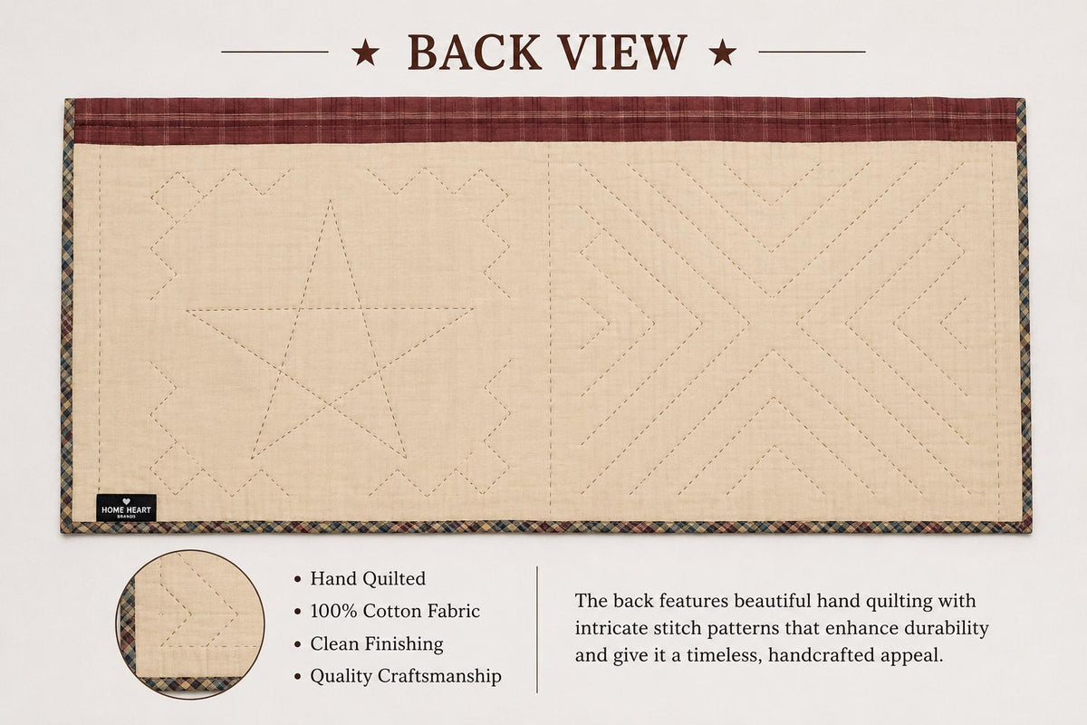 Primitive Cabin Star Window Valance Quilted Rod Pocket Farmhouse Valance Rustic Country Curtain Topper 72"x17" by Home Heart Brands