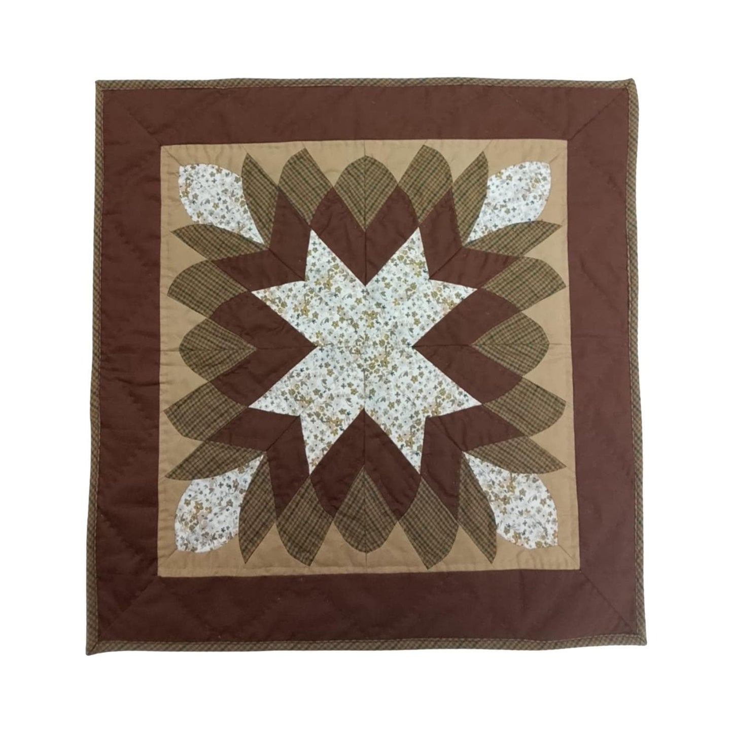 Custom Order for Sharon – 2 Handmade Quilted Table Toppers – Country star burst- 16"x16" & Log Cabin- 19"x19" by HOME HEART Brands