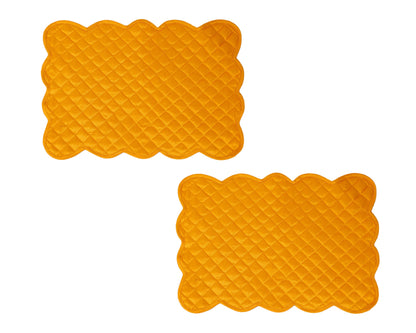 Quilted Table runner, Trivet, placemat  & Table toppers  duiponi Silk Autumn yellow color reversible by HOME HEART Brands(Made in India)