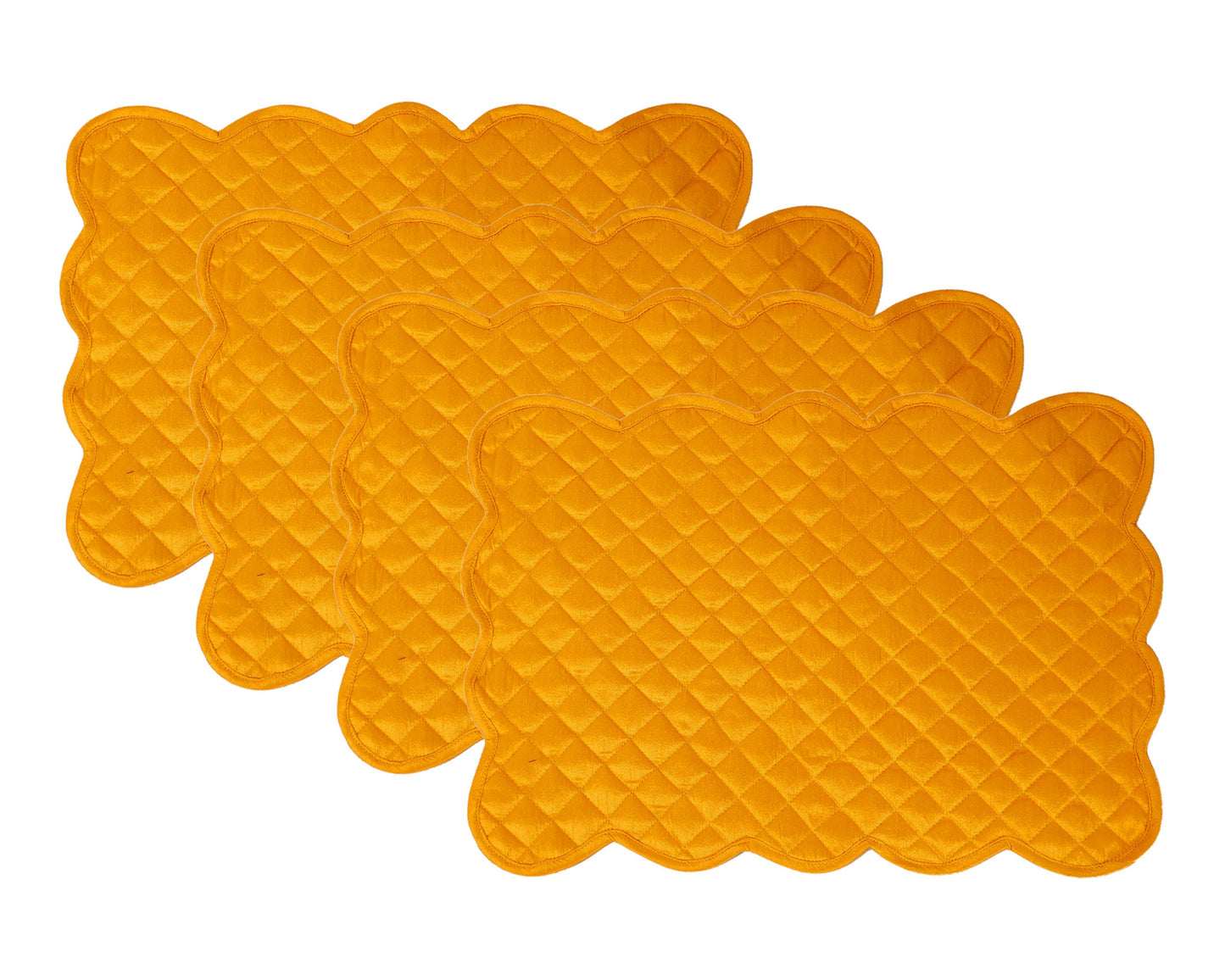 Quilted Table runner, Trivet, placemat  & Table toppers  duiponi Silk Autumn yellow color reversible by HOME HEART Brands(Made in India)