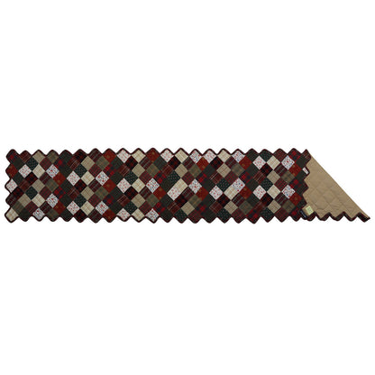 Quilted Table Runner & Toppers patchwork Mix plaid, print Country  by HOME HEART Brands (Made in India)