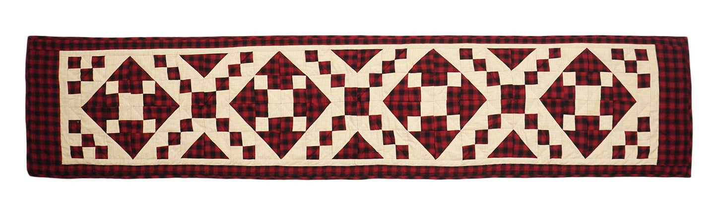 Quilted Table Runner & Toppers patchwork red diamond square cotton plaid fabric heirloom quality by HOME HEART Brands(Made in India)