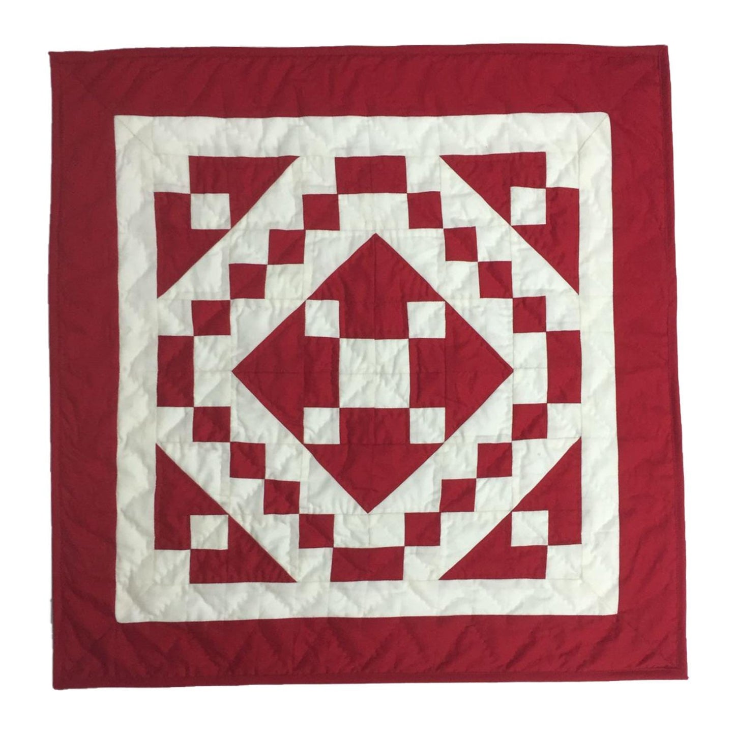 Wall hanging Hand made hand quilted quilt, Throws, Table topper, Baby Quilt  Red Diamond square cotton Heirloom Quality by HOME HEART Brands