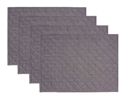 Quilted placemat table mat gray 100% cotton chambray 14"X19" by HOME HEART Brands (made in INDIA)