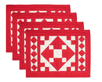 Quilted placemats / Tablemat patchwork red diamond square red country by HOME HEART Brands(Made in India)