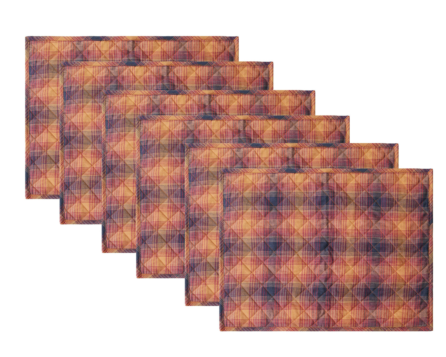 Quilted PLACEMAT Country fall colorful Plaid 14"X19" by HOME HEART Brands/Table mat(5926)