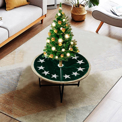 Christmas tree skirt classic micro green Velvet fabric with Star Applique Thick Double Layer by HOME HEART Brands