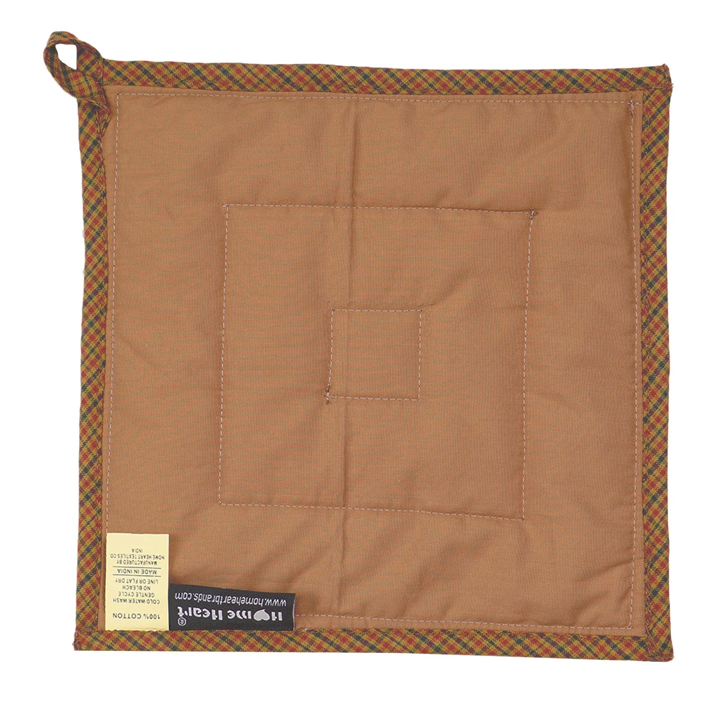 Quilted Pot Holder/Table topper/hot pads patchwork for kitchen Country log Cabin Mix 9"x9" by HOME HEART Brands( Made in India)