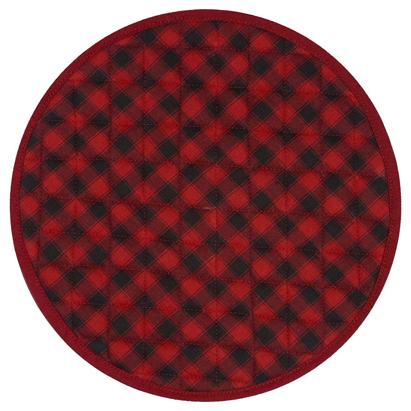 Wedge quilted placemat ,Trivet, pot holder, table mat Farm house Buffalo plaid cotton dark red black reversible by HOME HEART Brands(India)