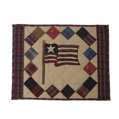 Hand made hand quilted embroidered placemats, tablemats, table topper, patchwork Old glory 14"X19" by HOME HEART Brands (Made in India)