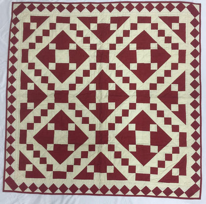Wall hanging Hand made hand quilted quilt, Throw, Table topper Red Diamond chain square 100% Cotton Heirloom Quality by HOME HEART Brands