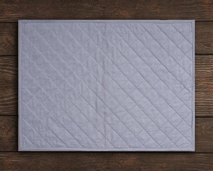 Quilted placemat table mat 100% cotton denim blue chambray 14"X19" by HOME HEART Brands (made in INDIA)