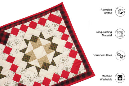 Quilted Table Runner & Toppers patchwork twinkle star plaid calico print plain fabric by HOME HEART Brands(Made in India)