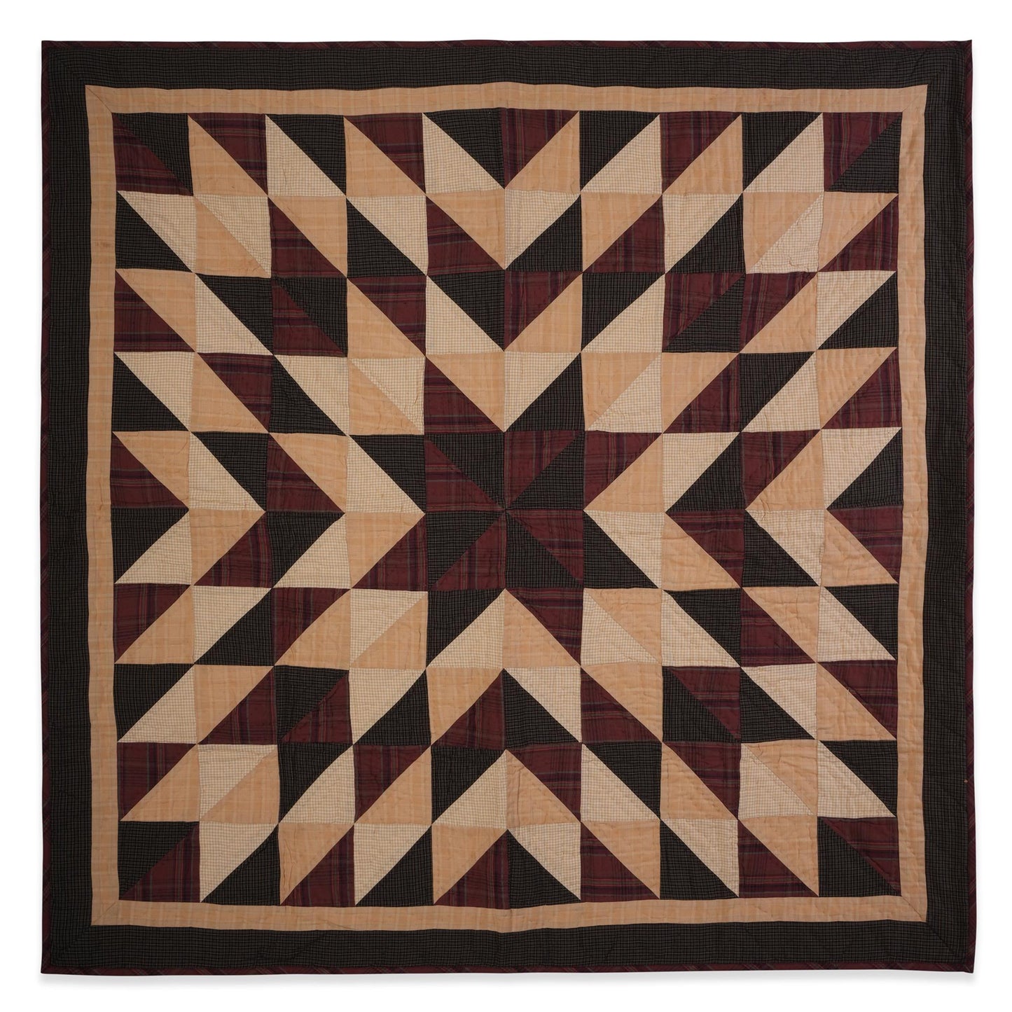 Hand made Hand quilted Throw Quilt, Table Toppers 44"x44"  primitive Broken star patchwork Cotton quilt by Home Heart brands (Made in India)