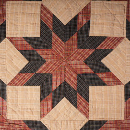 Hand made Hand quilted Throw Quilt, Table Topper 20"x20" Lone star red black plaid quilt by Home Heart brands (Made in India)