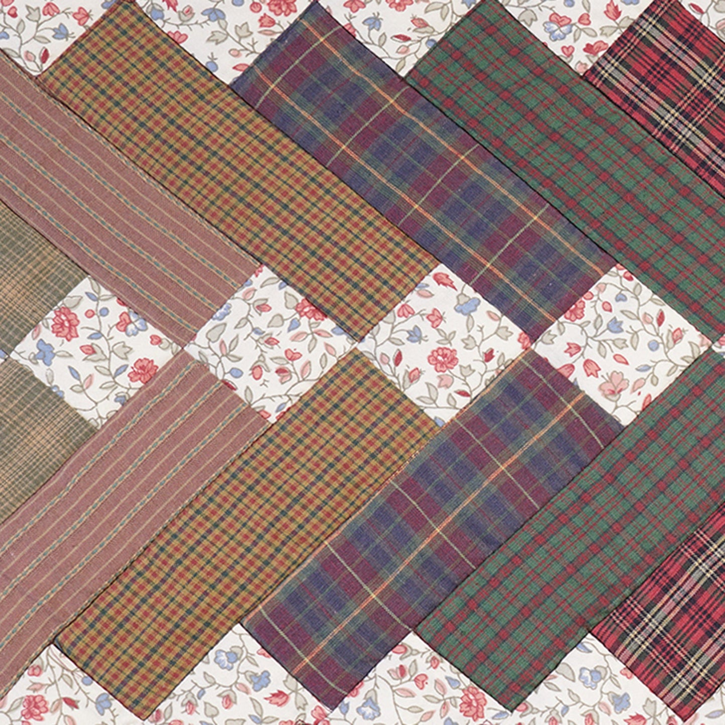 Quilted Table Runner & Toppers country patchwork Mix plaid, print cotton fabric Charming square by HOME HEART Brands (Made in India)