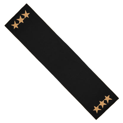 Cotton table runner & Toppers Premium tapestry cotton fabric black with beige star applique embroidered by Home Heart Brands(Made in India)