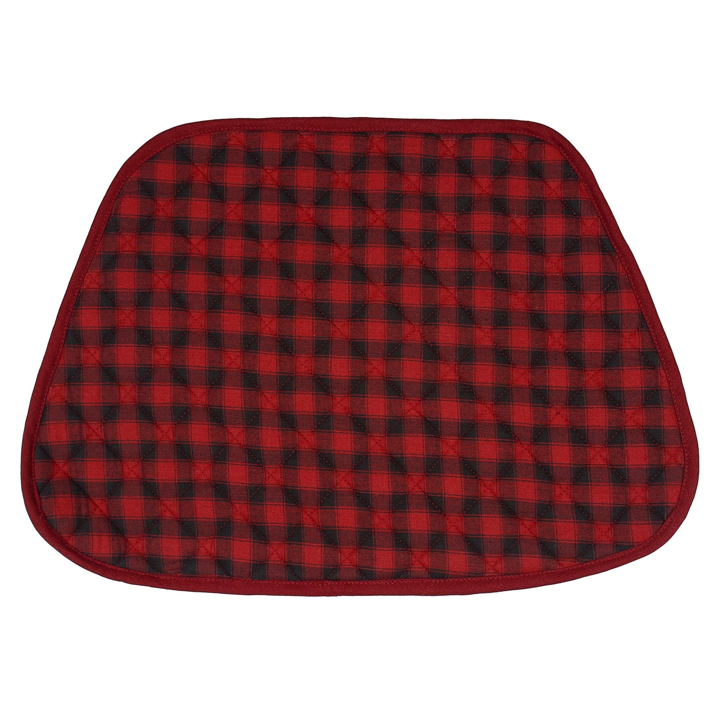 Wedge quilted placemat ,Trivet, pot holder, table mat Farm house Buffalo plaid cotton dark red black reversible by HOME HEART Brands(India)