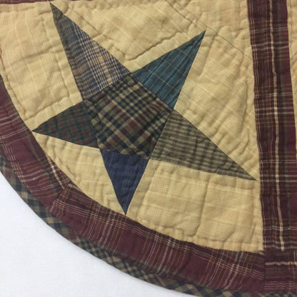 Christmas tree skirt hand made hand quilted Wishing star plaid patchwork Heirloom thick Quality by HOME HEART Brands (Made in India)