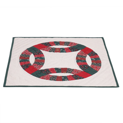 Hand Quilted table topper, square mat runner, patchwork , small quilt, Calico floral prints sew pocket by HOME HEART Brands(Made in India)