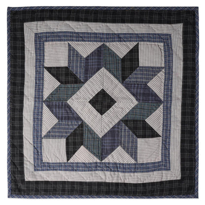 Hand made Hand quilted Throw Quilt, Table Topper 20"x20" Broken star blue plaid quilt by Home Heart brands (Made in India)
