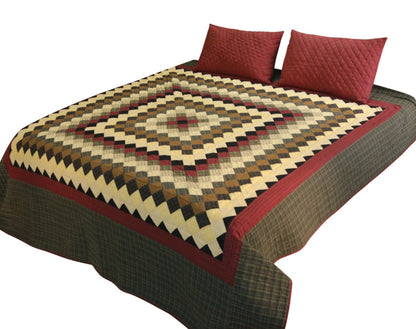 Make to order Hand Quilted bedspread Quilt Trip around the world Primitive Country Patchwork Design Mix Plaid Fabric by HOME HEART Brands