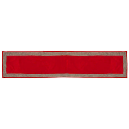 Velvet Table Runner & Toppers Premium  red with ivory lurex jute border double layer by Home Heart Brands(made in INDIA)
