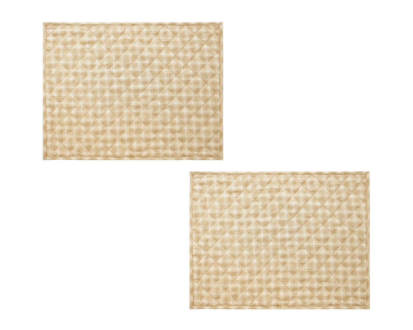 Quilted PLACEMAT holiday beige Country Plaid 14"X19" by HOME HEART Brands/Table mat(5942)