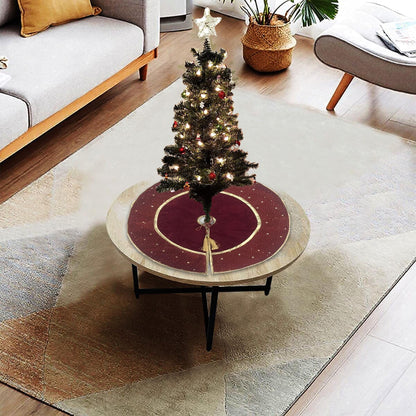 Christmas tree skirt classic micro maroon red Velvet fabric with gold bonded star fabric border Thick Double Layer by HOME HEART Brands