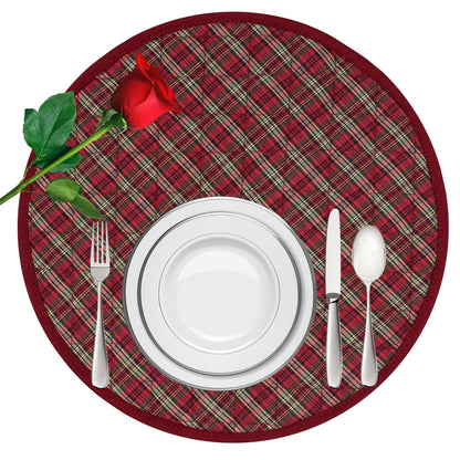 Wedge quilted placemat ,Trivet, pot holder, table mat christmas red plaid cotton reversible placemat by HOME HEART Brands(India)
