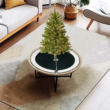 Christmas tree skirt quilted classic green micro Velvet and lurex jute Thick Double Layer by Home Heart Brands(Made in India)