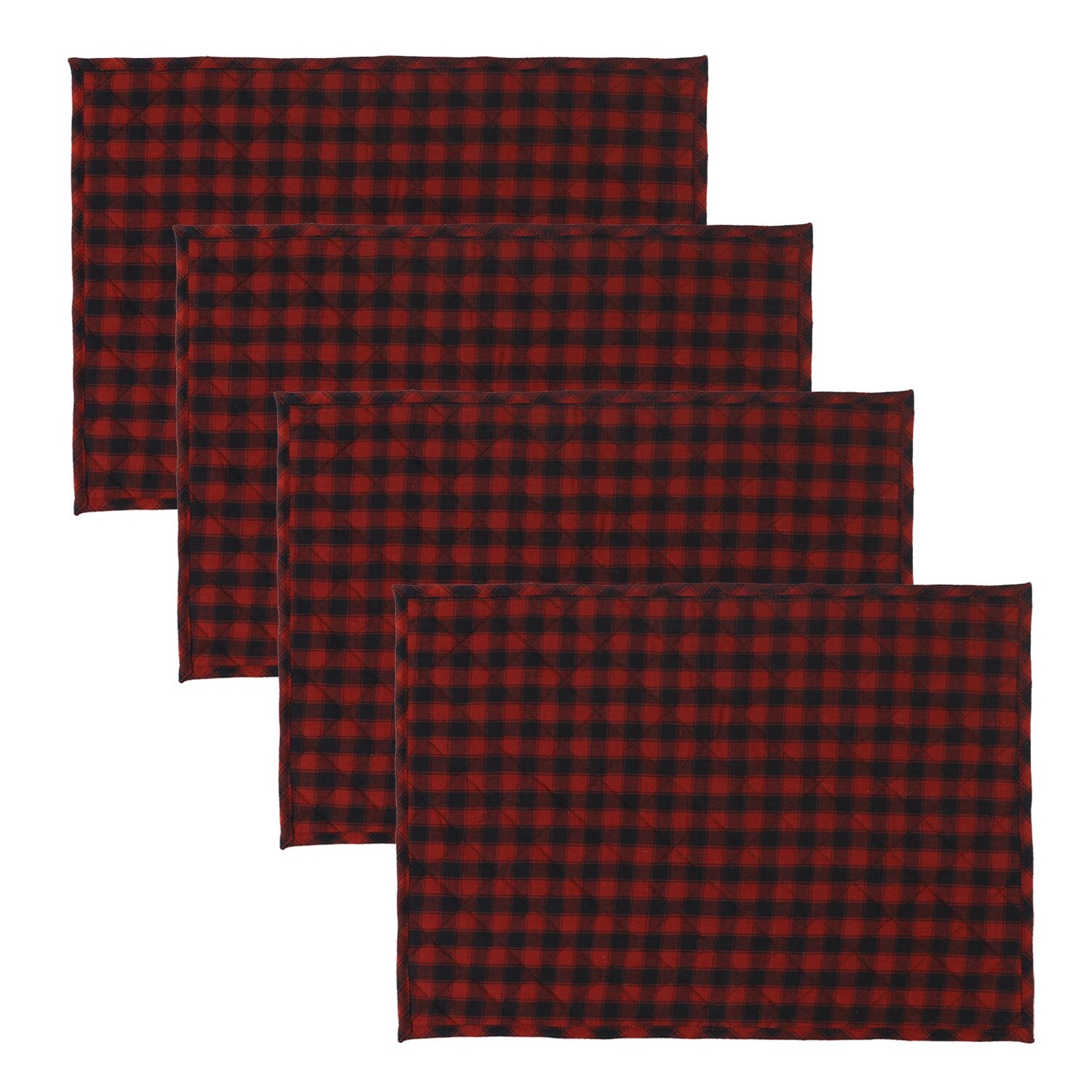 Quilted PLACEMAT Black/red buffalo Country Plaid Country Plaid 14"X19" by HOME HEART Brands/Tablemat